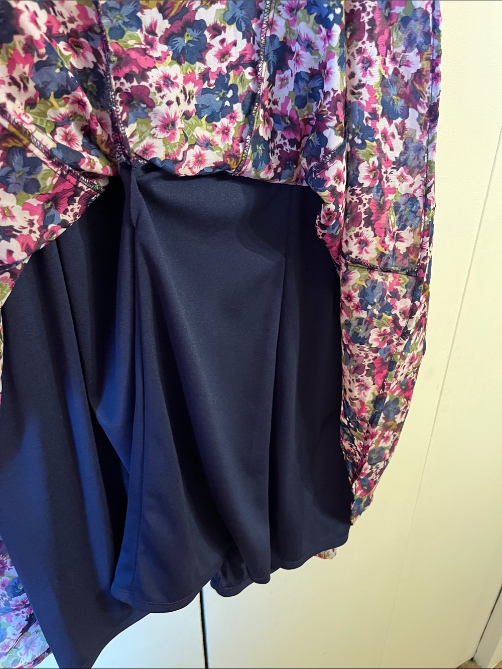 Rabbit Rabbit Rabbit Floral Ruffle Front Dress in Navy and Magenta - Picture 6 of 6